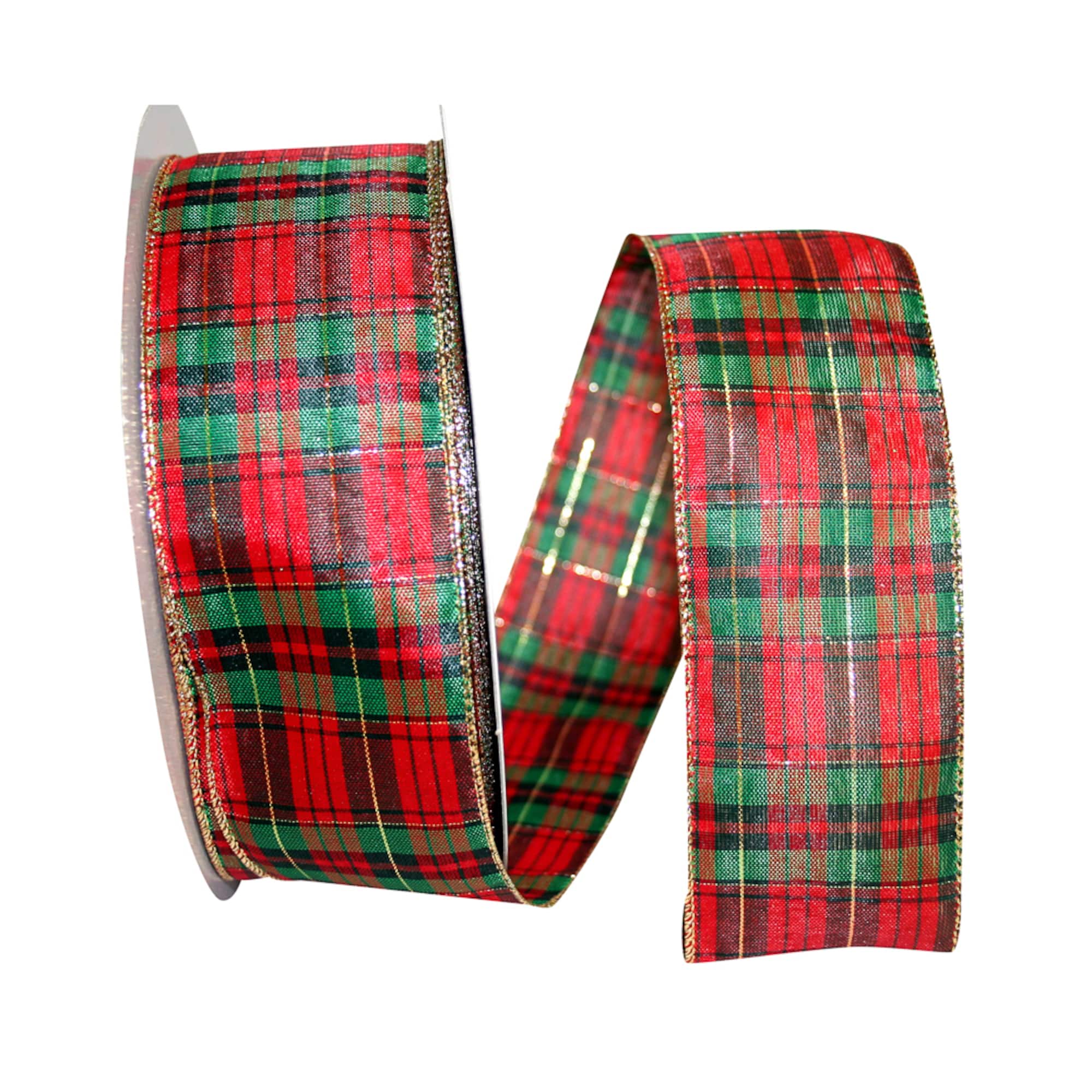 JAM Paper 2.5" x 50yd. Wired Mcshay Plaid Ribbon